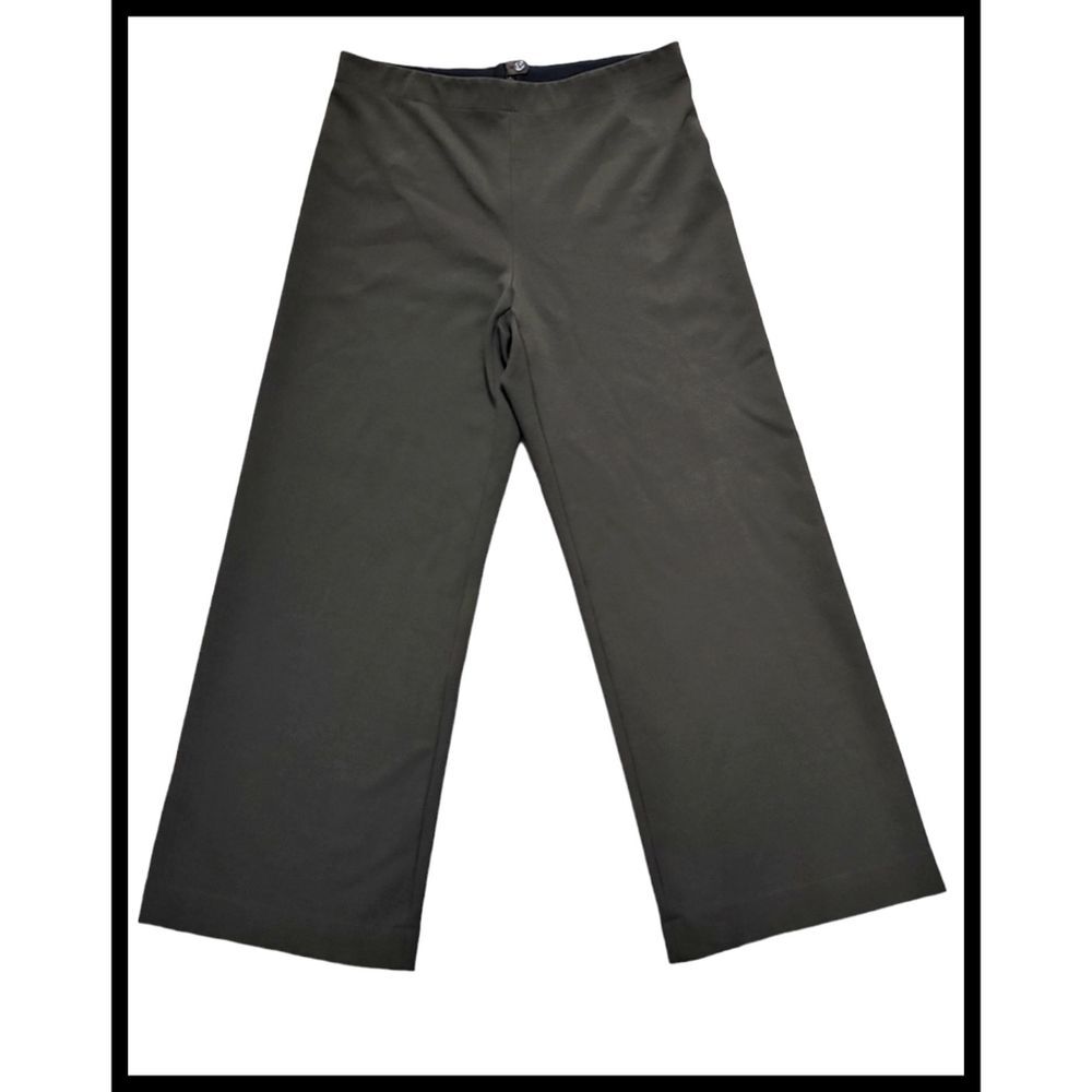 Lafayette 148 New York High Waist Wide Leg Ponte Knit Pants Olive Green Medium